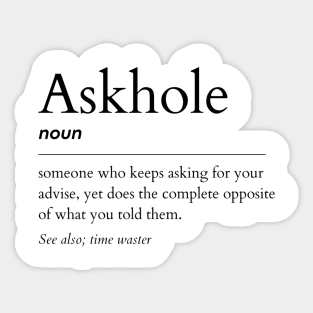 Askhole Noun Sticker